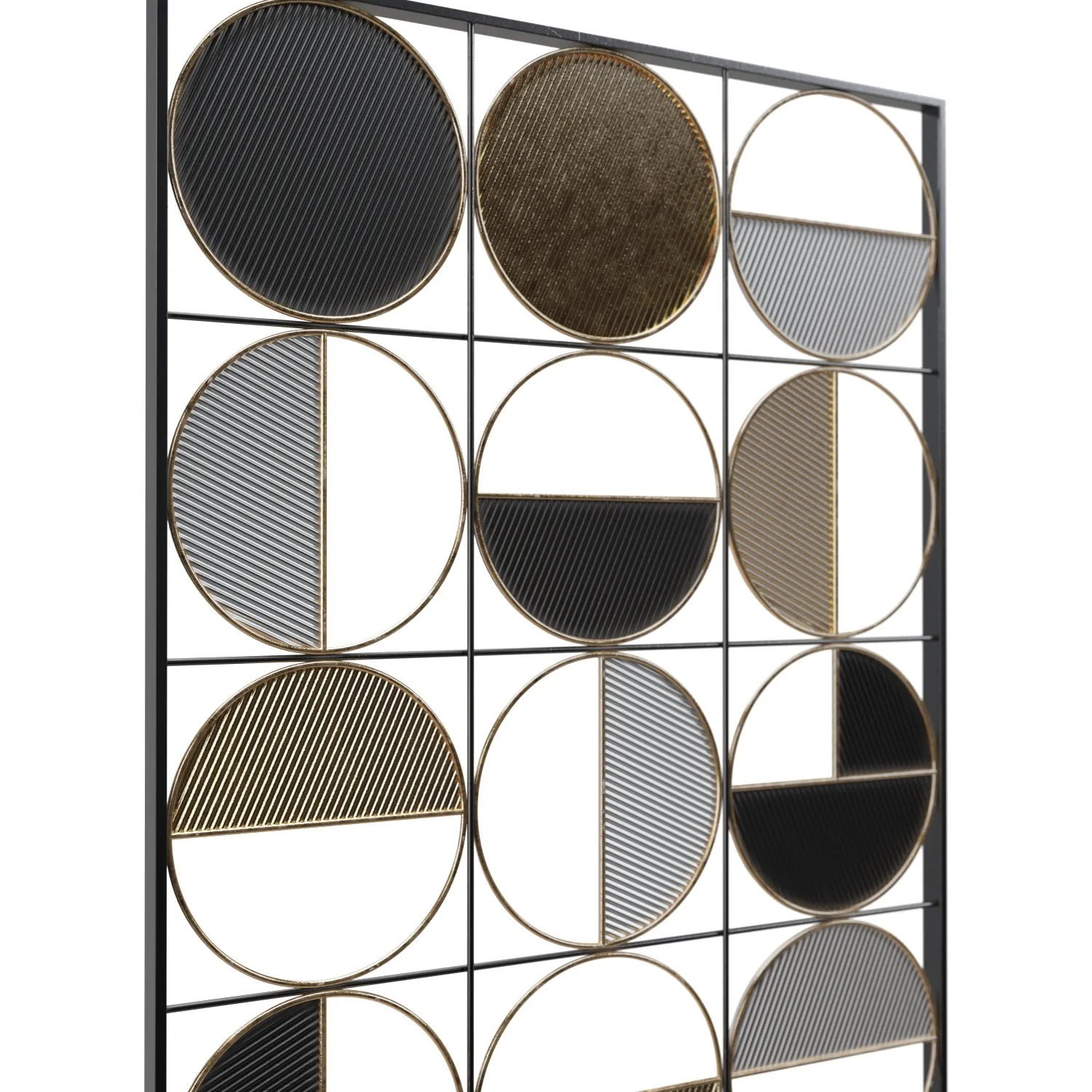 Half Circle 40 High Multi Color Metal Wall Art PBR 3D Model_05